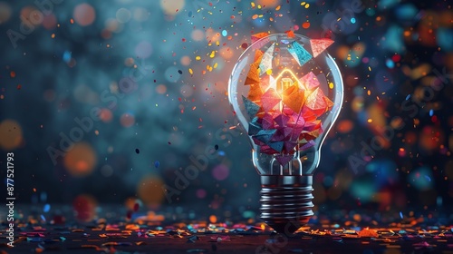 A concept where various creative thoughts are formed within a light bulb.3d rendering