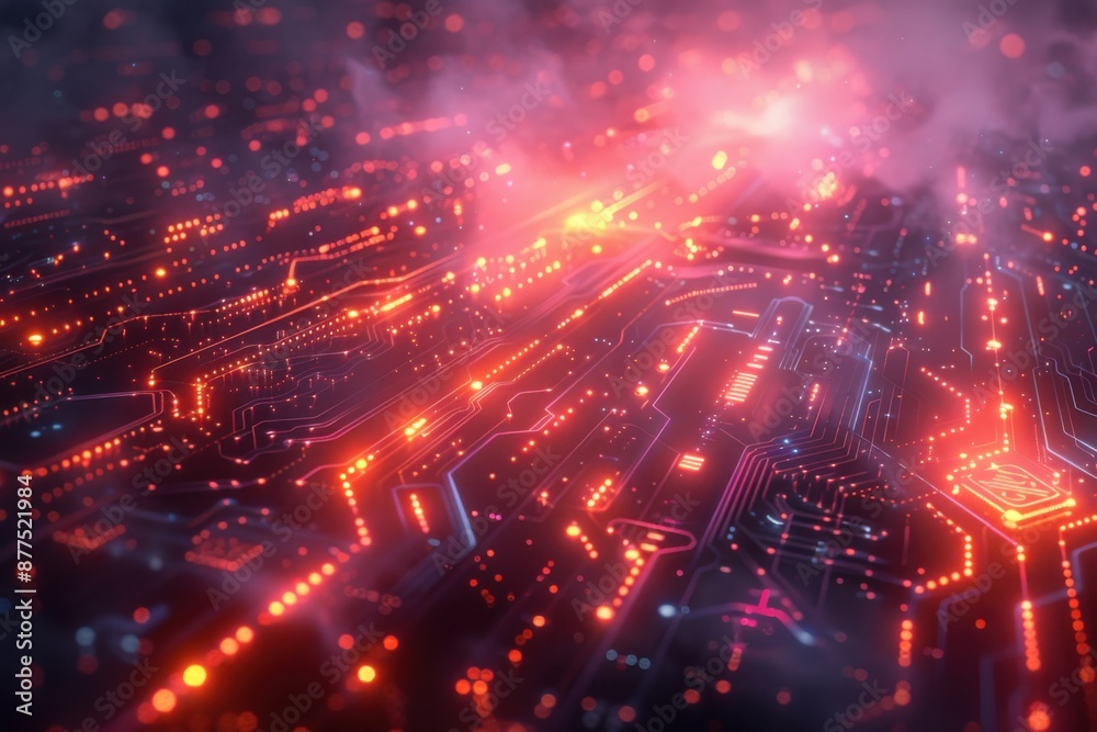 Obraz premium Sleek tech-themed background with futuristic elements