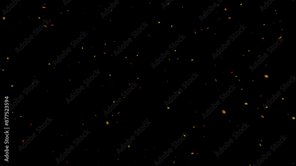 Obraz premium Autumn colorful leaves falling down on black illustration background. 