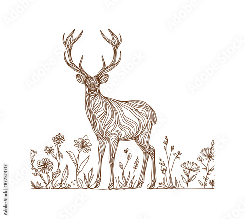 deer - line drawing sketch