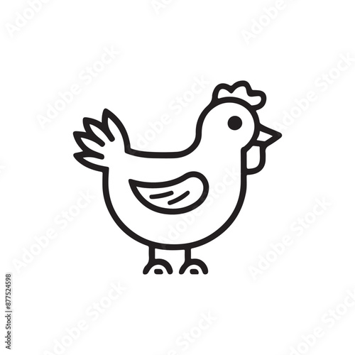 simple chicken vector one line illustration, colorful chicken art, abstract chicken rooster face head mascot logo vector icon