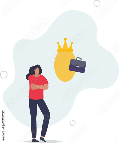 Golden egg investment, precious retirement pension fund, wealth or saving, 401k or IRA, prosperity or valuable asset concept.flat design.illustration with people.