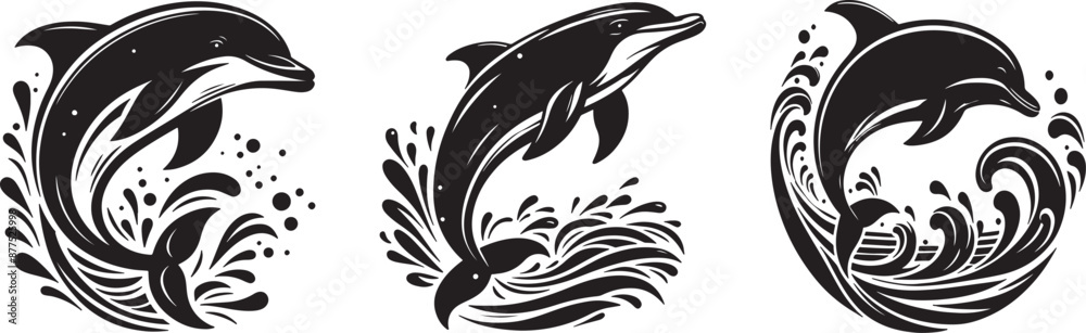 Dolphin silhouette vector illustration Dolphin silhouette vector illustration
