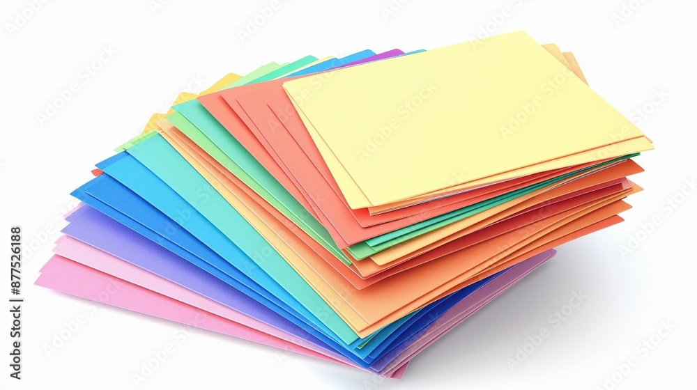 a set of index cards, study tools, detailed illustration, multicolored, isolated on white background a set of index cards, study tools, detailed illustration, multicolored, isolated on white background