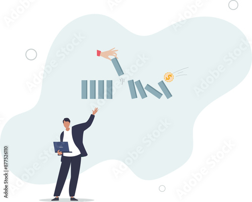Stop loss or effort to avoid market crash or banking collapse, economic recession, problem prevention,flat design.illustration with people.