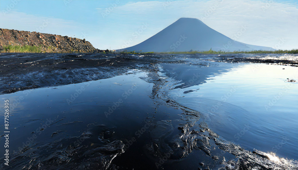 Obraz premium surface of black oil pollution