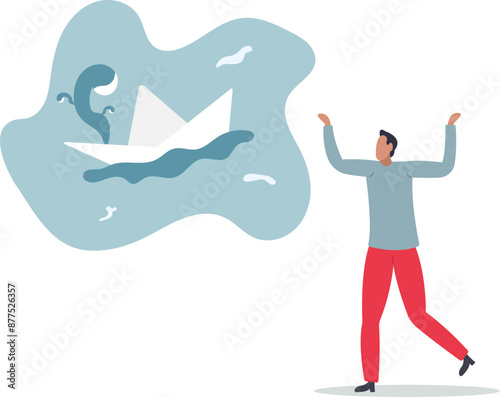 Panic or fear in business crisis situation, frustrated or helpless bankruptcy, trouble and problem or time running out concept.flat design.illustration with people.