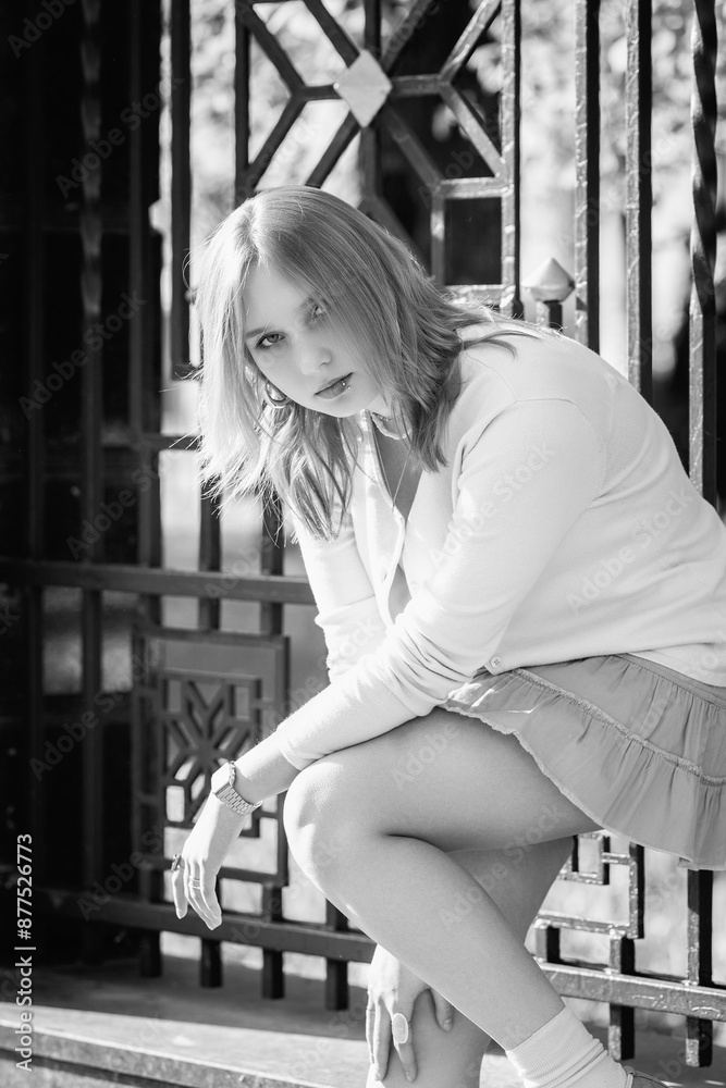 portrait of a young beautiful blonde girl in black and white style. portrait of a young beautiful blonde girl in black and white style.