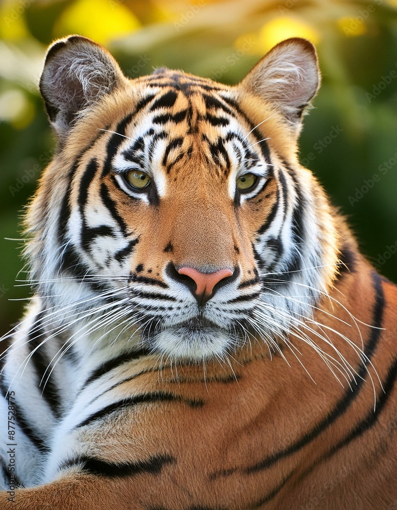 Fototapeta premium Bengal tiger jumping. Bengal tigers are one of the biggest subspecies of cats roaming the Earth today. The majority of these tigers sport yellow to light orange coats with brown to black stripes.