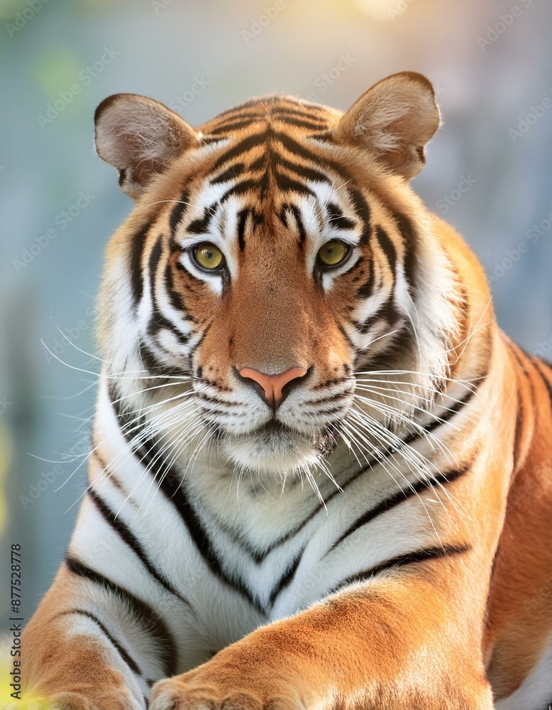 Obraz premium Bengal tiger jumping. Bengal tigers are one of the biggest subspecies of cats roaming the Earth today. The majority of these tigers sport yellow to light orange coats with brown to black stripes.