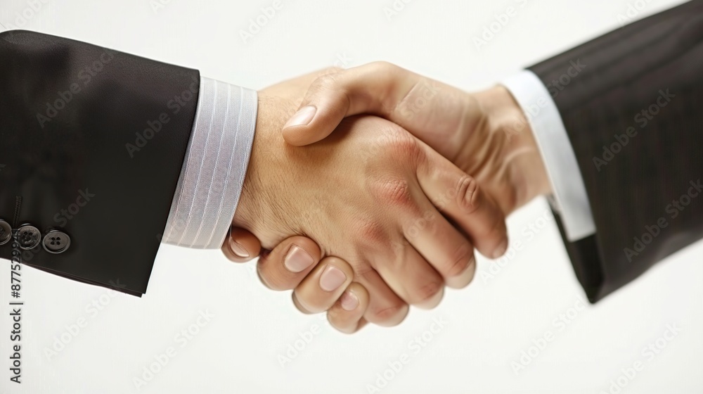 Confident business handshake between professionals in tailored suits Confident business handshake between professionals in tailored suits