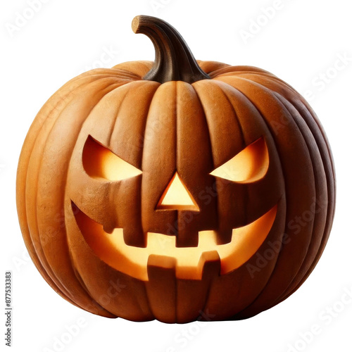 Carved Halloween pumpkin with a glowing face, isolated on a transparent background, perfect for spooky celebrations