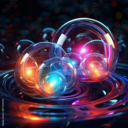 surreal recursive orbs floating in a miasma of quantum plasma of impossible colors and sparkles , generated by AI. High quality photo