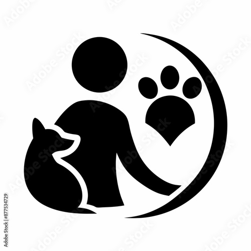 silhouette of a person with a cat and a dog