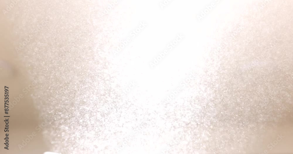 White sanding dust swirling at bright light from lamp in room. Small particles against beige walls. Renovation process in apartment slow motion White sanding dust swirling at bright light from lamp in room. Small particles against beige walls. Renovation process in apartment slow motion
