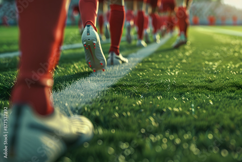 soccer players playing a match
