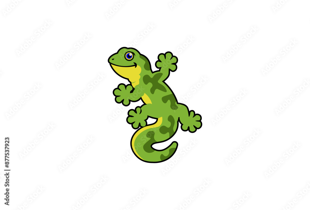 Fototapeta premium Vector illustration of a cartoon salamander lizard in green color