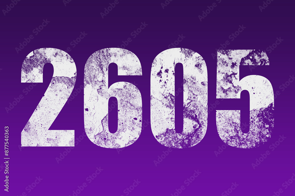 flat white grunge number of 2605 on purple background. flat white grunge number of 2605 on purple background.
