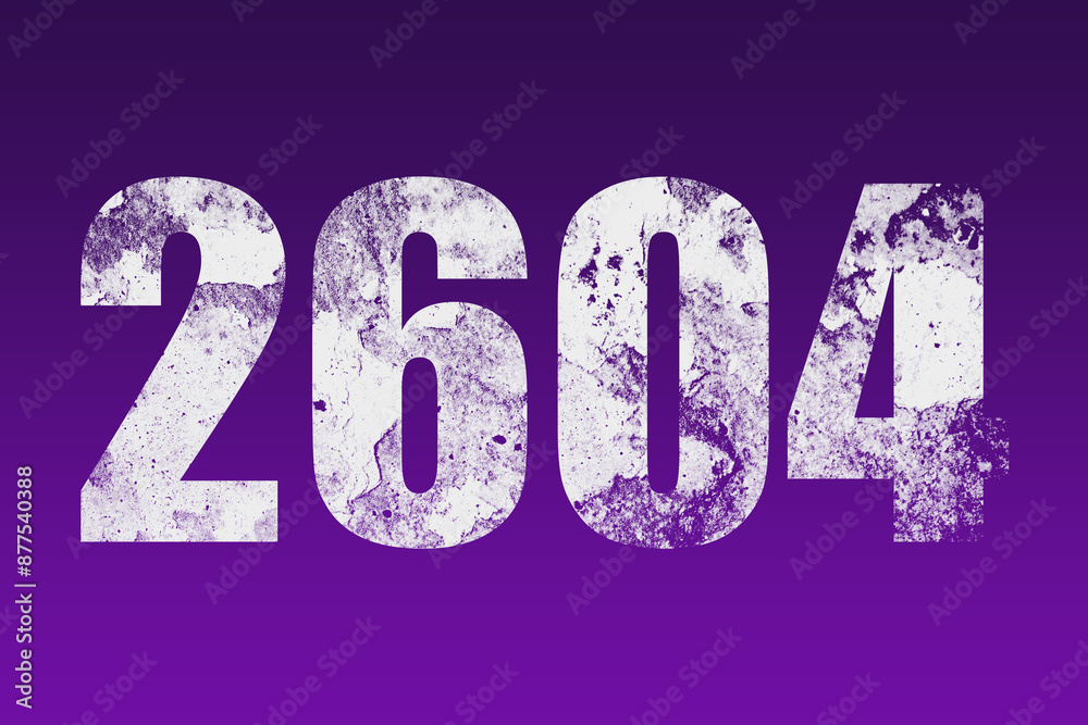 flat white grunge number of 2604 on purple background. flat white grunge number of 2604 on purple background.