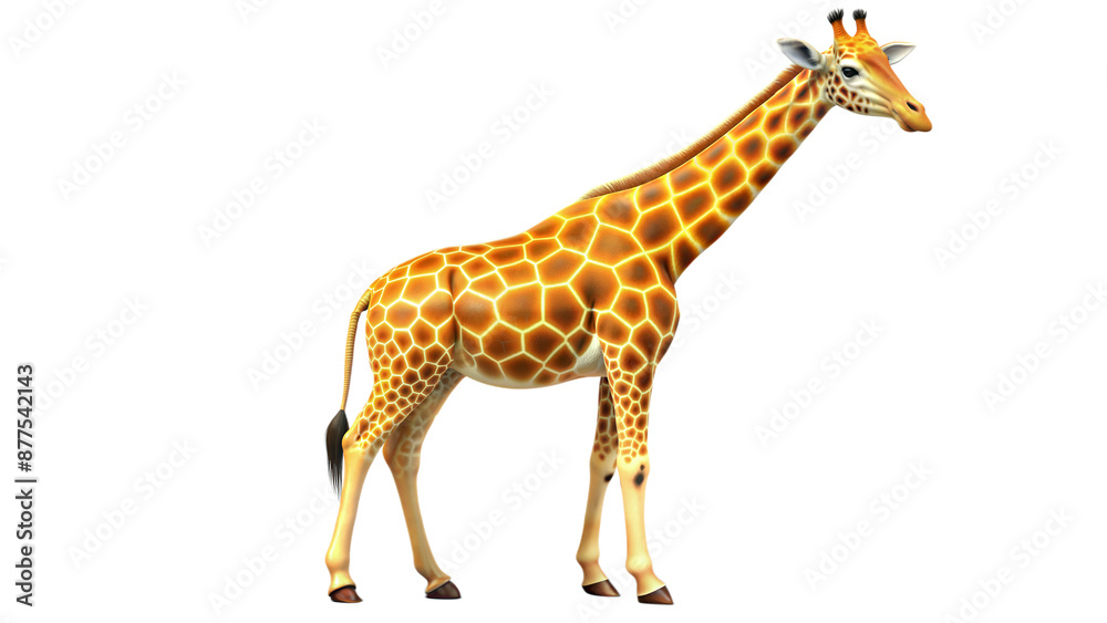 Naklejka premium A realistic 3D rendering of a giraffe on a transparent background