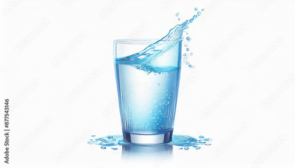 A glass of clear, fresh water sitting in nature A glass of clear, fresh water sitting in nature
