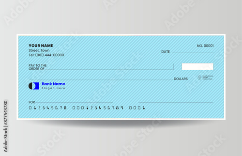 Bank check, bank check vector, blank money cheque, chequebook template