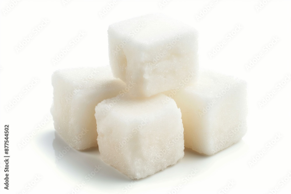 Close-up of sugar cubes isolated on a white background. Perfect for baking, cooking, and food-related concepts. Close-up of sugar cubes isolated on a white background. Perfect for baking, cooking, and food-related concepts.