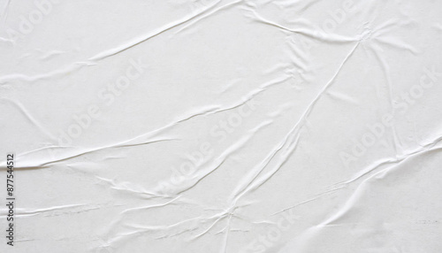 Blank white crumpled and creased paper poster texture background