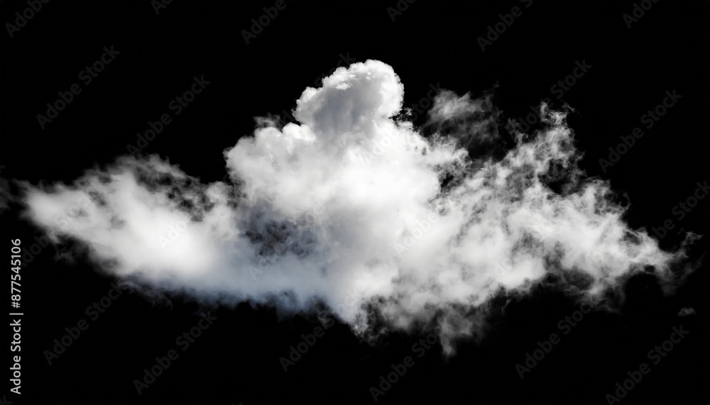 White cloud isolated on black background ,Textured smoke ,brush effect