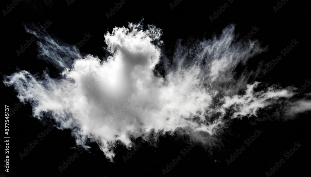 Naklejka premium White cloud isolated on black background ,Textured smoke ,brush effect