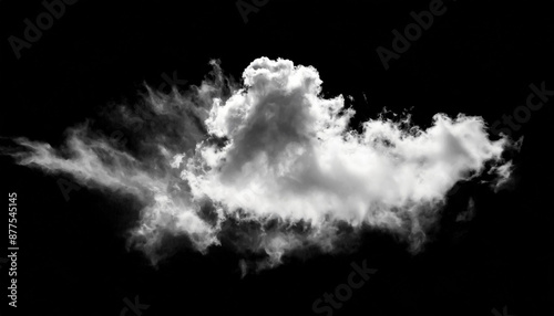 White cloud isolated on black background ,Textured smoke ,brush effect