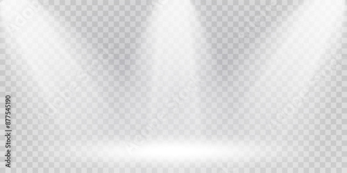 Scene illumination collection, transparent effects. Bright lighting with spotlights.	