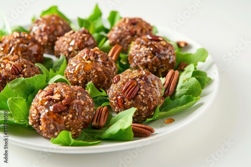 Elegant Date Bran Jingle Balls with Date Sugar and Mixed Greens