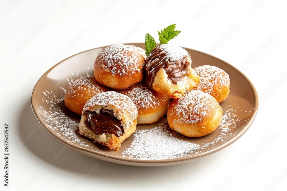 Mouthwatering Nutella-Filled Bomboloni with a Fresh Mint Garnish Mouthwatering Nutella-Filled Bomboloni with a Fresh Mint Garnish