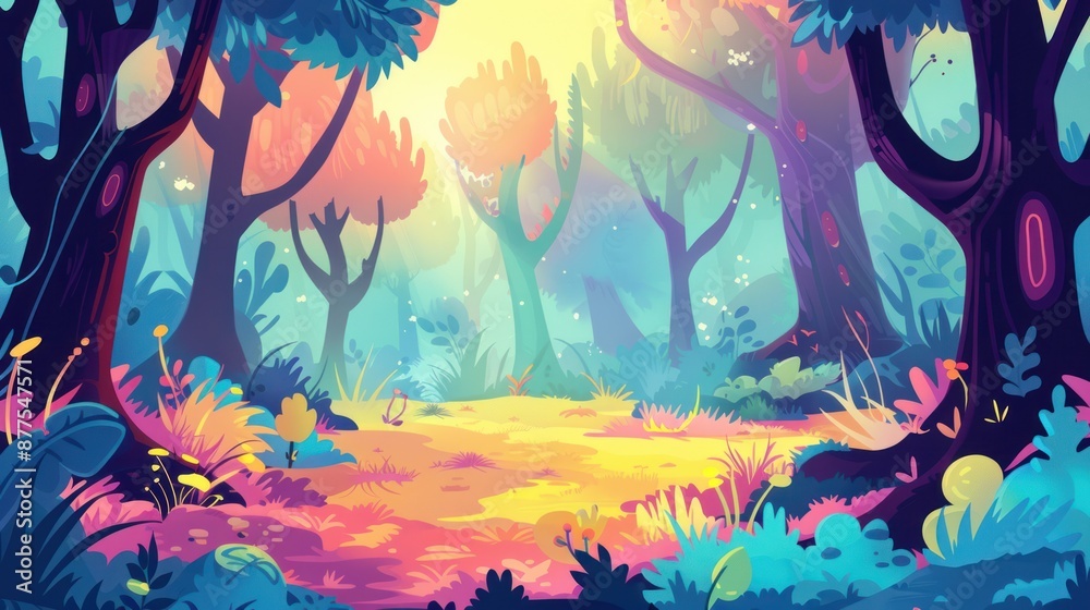 Naklejka premium Colorful Forest Path