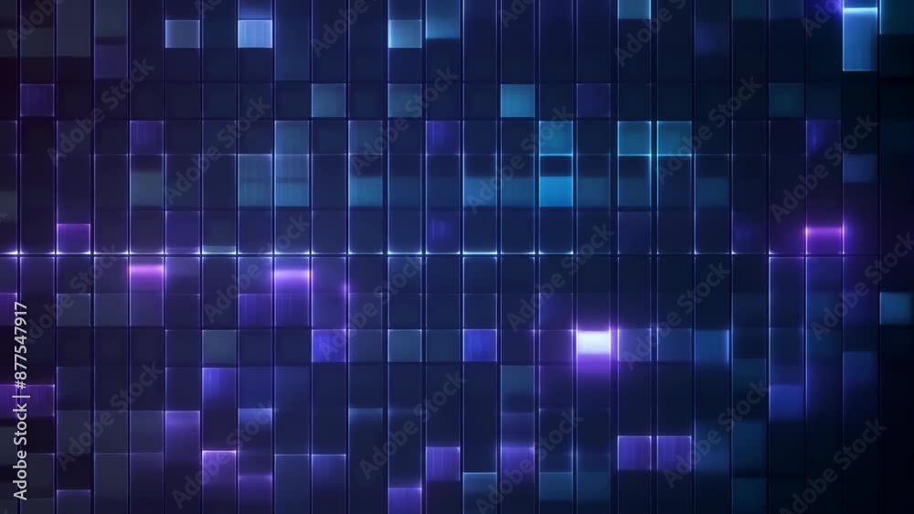 Abstract digital blue and purple glowing square tile pattern background. Futuristic technology design for graphic art and web design projects. Abstract digital blue and purple glowing square tile pattern background. Futuristic technology design for graphic art and web design projects.