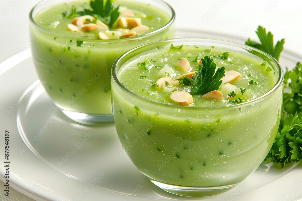 Tantalizing Senses with Smooth Texture and Emerald-Green Hue of Chilled Green Gazpacho Tantalizing Senses with Smooth Texture and Emerald-Green Hue of Chilled Green Gazpacho
