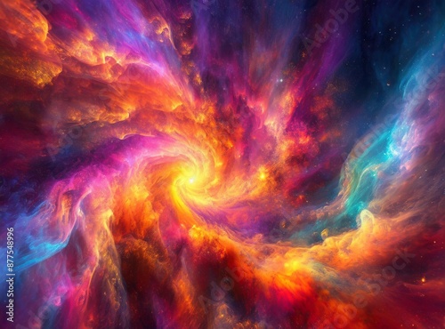 Breathtaking cosmic nebula swirls in vivid colors, creating an ideal abstract and wallpaper © D'Arcangelo Stock