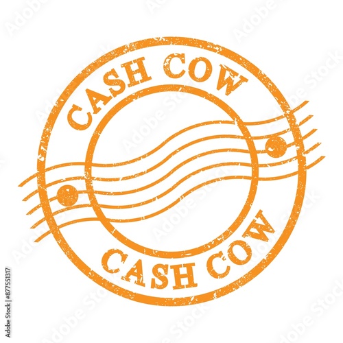 Obraz na plátně CASH COW, text written on orange postal stamp.