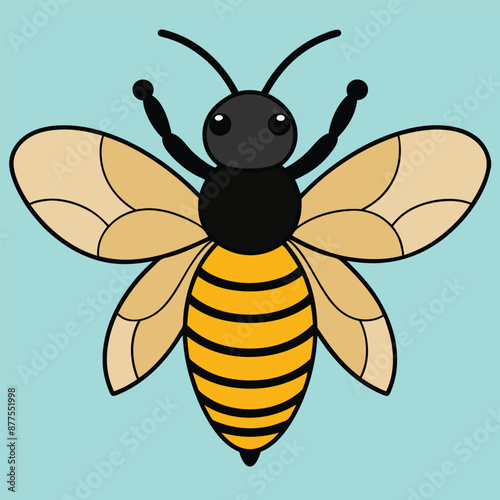 Bee Vector Art illustration. Bee Silhouette. Colorful bee icon. Black and white Bees. Cartoon bee icon set. Bee flying on a dotted route isolated on the white background. Vector illustration.