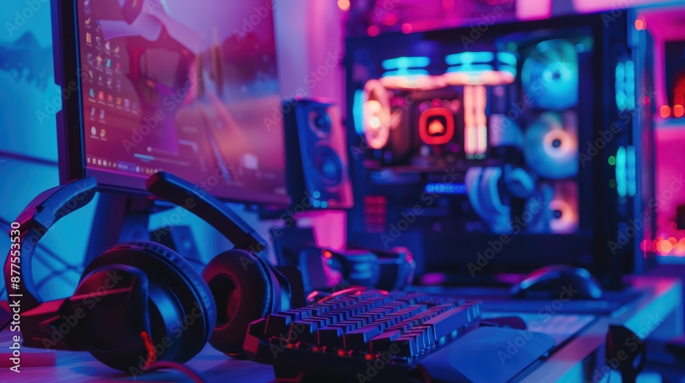 Fototapeta premium A detailed shot of a gaming PC setup