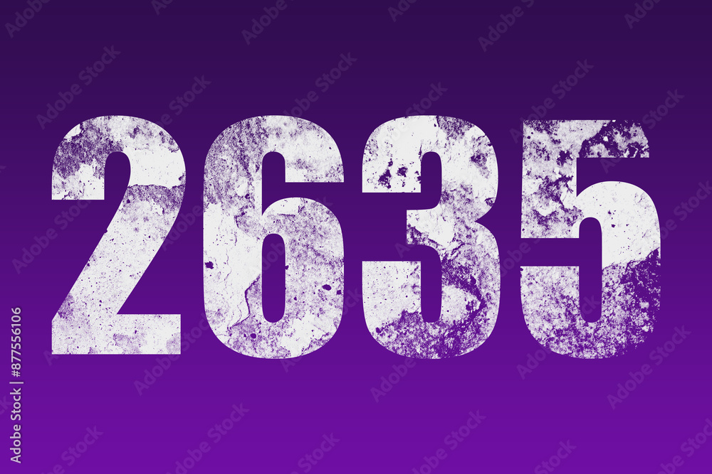 flat white grunge number of 2635 on purple background. flat white grunge number of 2635 on purple background.