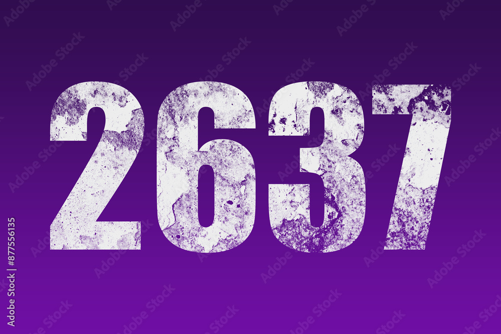 flat white grunge number of 2637 on purple background.	