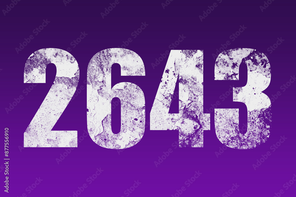 flat white grunge number of 2643 on purple background. flat white grunge number of 2643 on purple background.