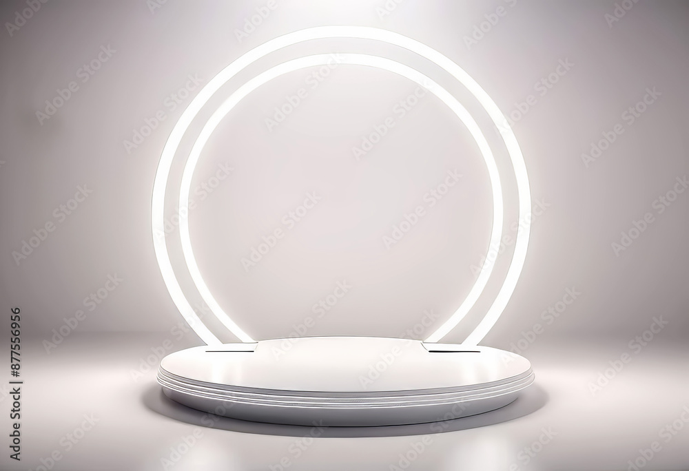 3D podium background. Podium 3D background technology room. modern display space.