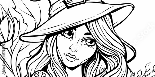 Adult coloring page featuring a witch © Nikita