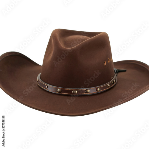 Brown cowboy hat with leather band photo