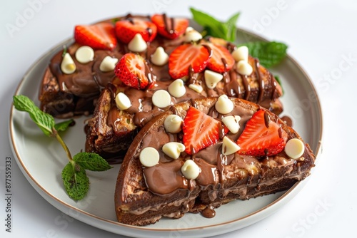 Heavenly Chocolate French Toast with White Chocolate and Fresh Strawberries