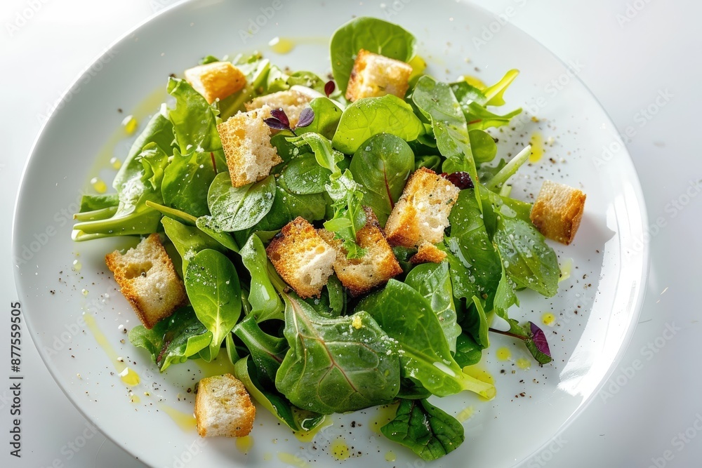 Fresh Mixed Baby Greens Salad with Golden Croutons and Lemon-Olive Oil Vinaigrette Fresh Mixed Baby Greens Salad with Golden Croutons and Lemon-Olive Oil Vinaigrette