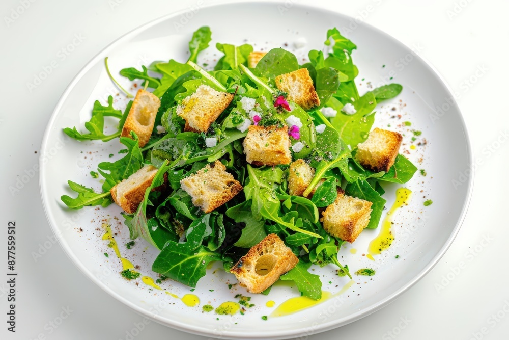 Elegant Salad with Baby Greens, Crusty Croutons, and Tangy Dressing Elegant Salad with Baby Greens, Crusty Croutons, and Tangy Dressing
